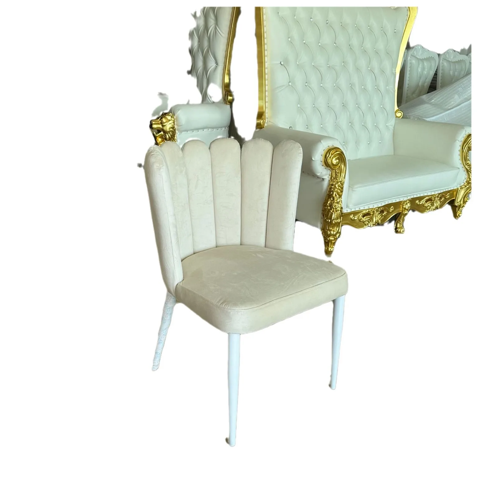 Internet celebrity finger chair white flannel wedding  iron spray finger casual dining chair
