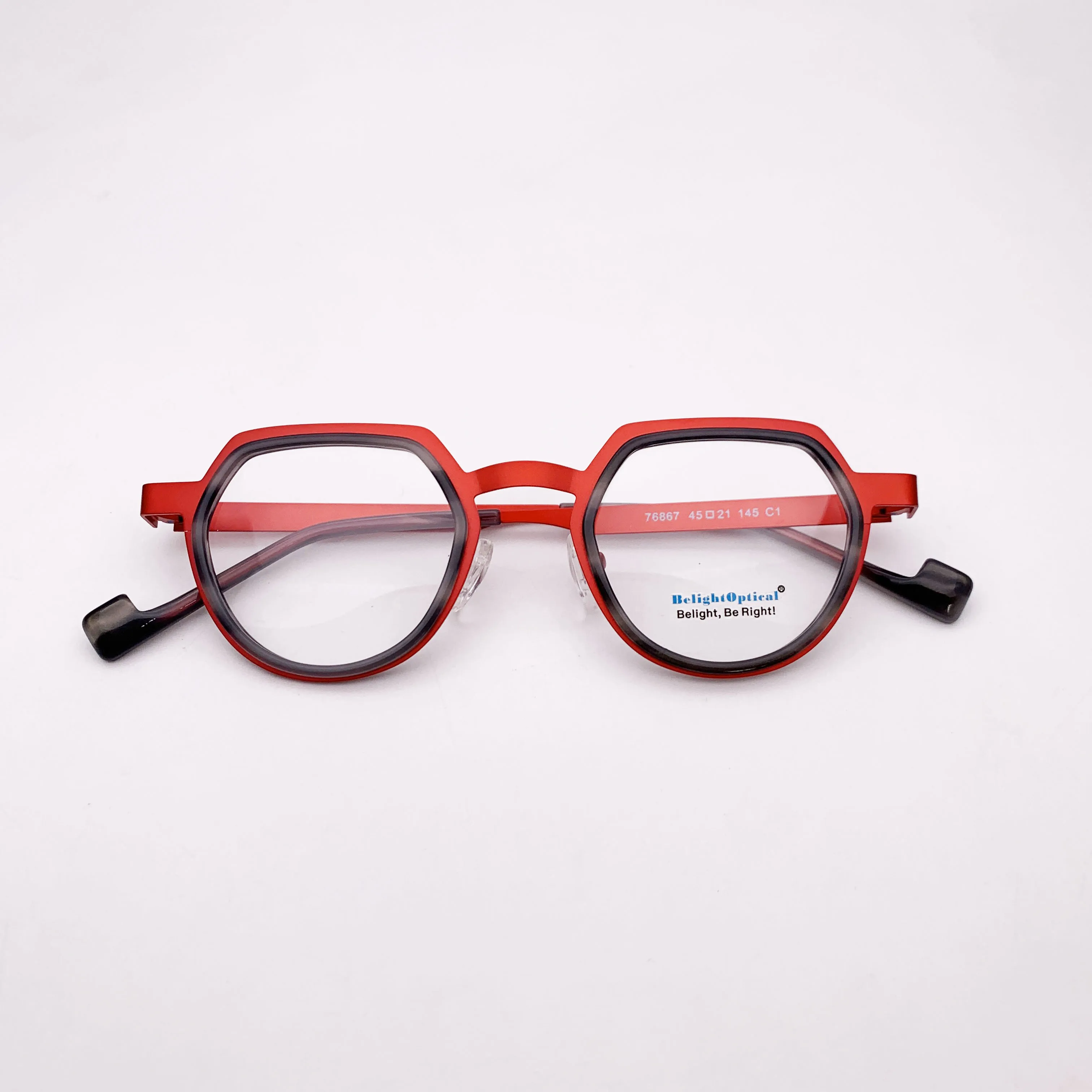 Fancy Colorful Vintage Metal with Aceate Pear Shape Optical Glasses Spectacle Frame Prescription Lens Women Style 76867