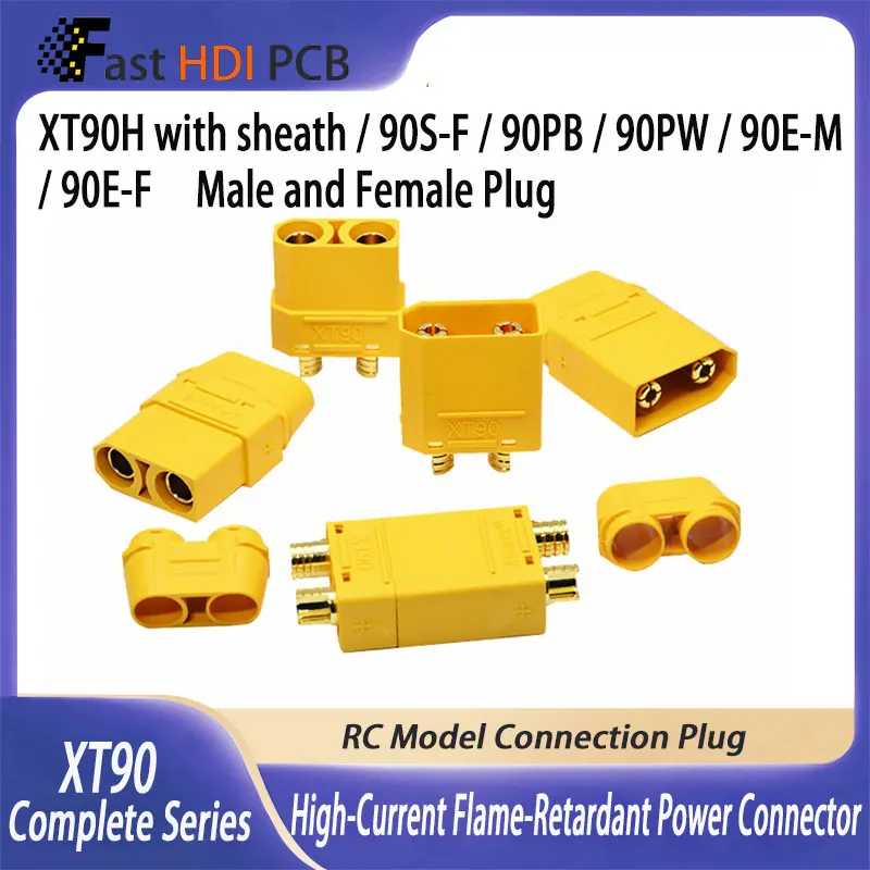 Anti-Spark XT90H-M Connector with Cap 45A High Power Gold Plated Terminals for Aerospace Military Automotive Applications