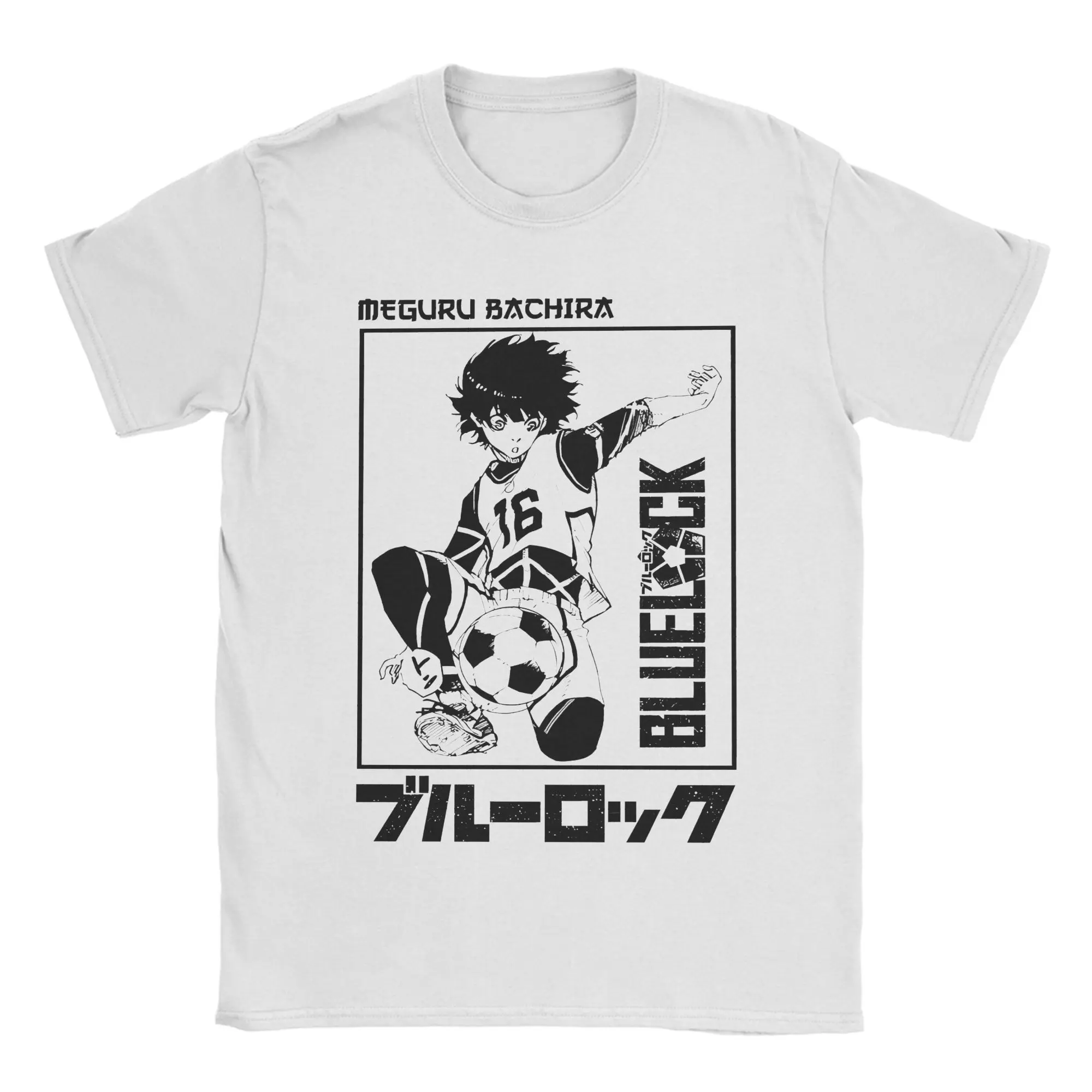 

Men's T-Shirt Blue Locks Meguru Bachira Fashion Pure Cotton Tees Short Sleeve Football Manga T Shirts Crew Neck Tops Big Size