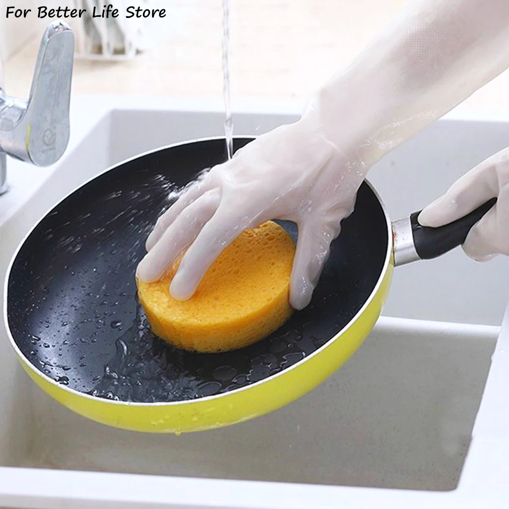 1 Pairs 3 Size Household Dish Rubber Washing Gloves Waterproof For Cleaning Durable Odorless Good Toughness Home Kitchen Tools