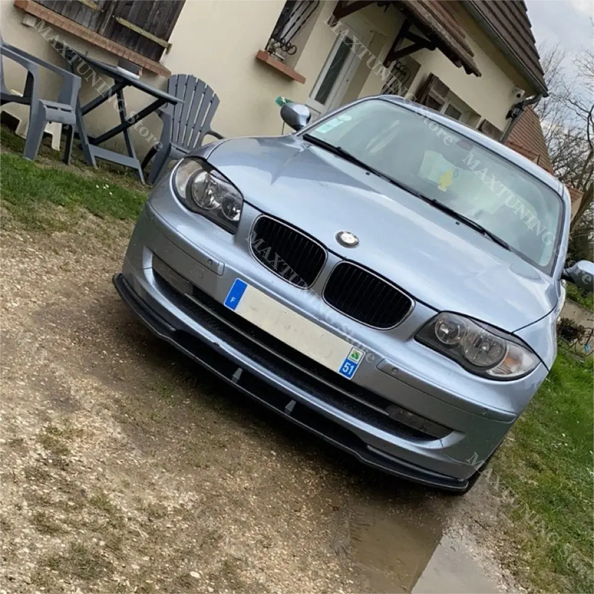 For BMW 1 Series E81 E82 E87 E88 LCI Standard Model 2004-2011 Car Front Bumper Lip Spoiler Spiltter Diffuser Body Kit ABS Gloss view 3