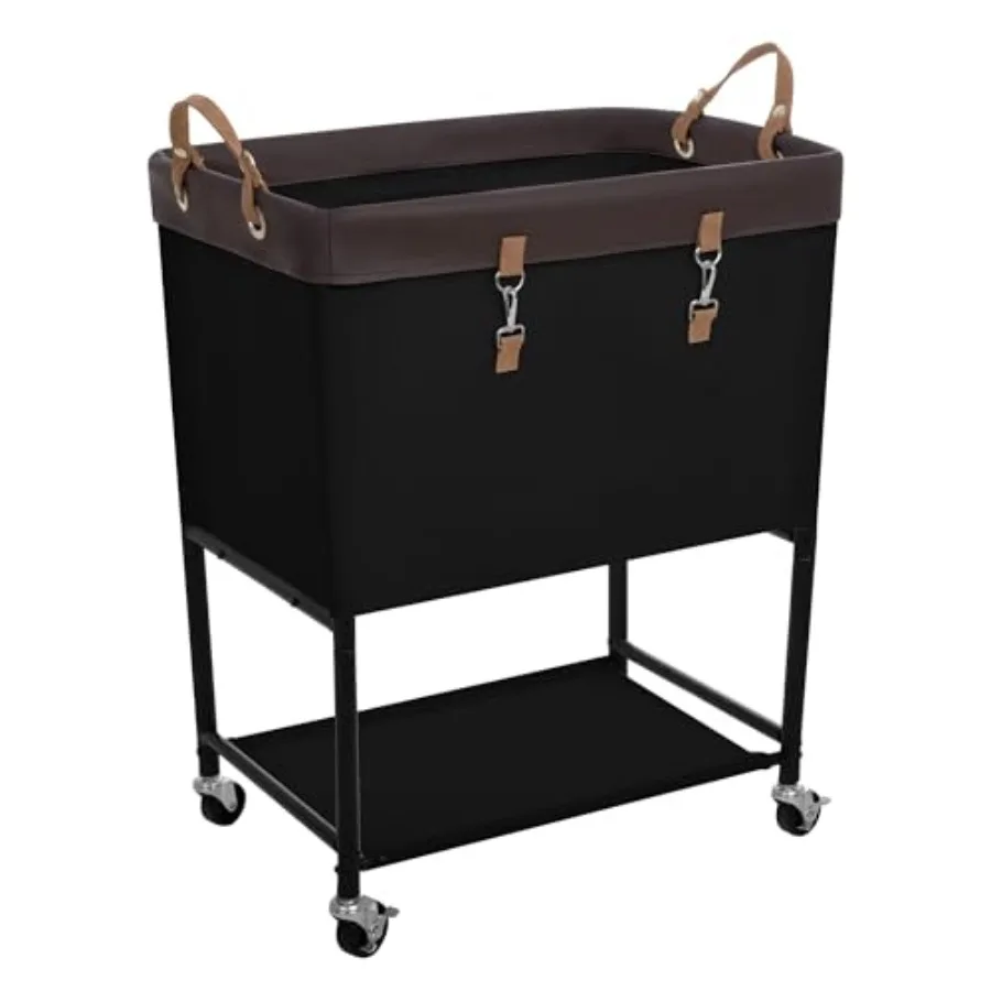 

Laundry Cart 2 Tier Rolling Laundry Basket Heavy Duty Laundry Basket with Lockable Wheels Laundry Room Organization and Storage