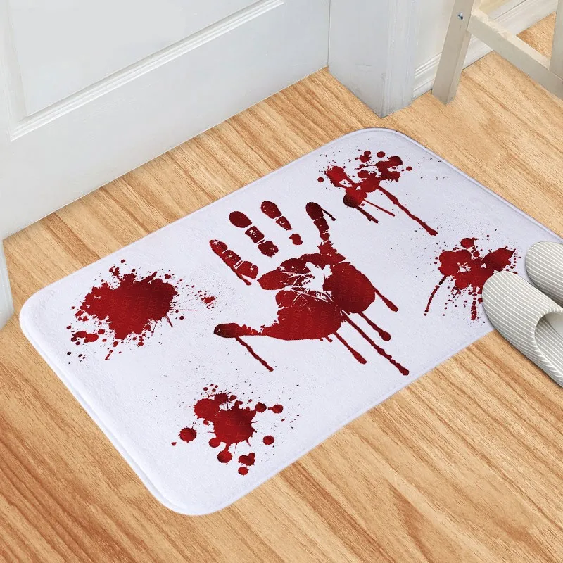 VIKAMA Halloween Bath Mat Bloody Handprint Entrance Doormat Decor Bathroom Corridor Balcony Prank Blood Bedroom Carpet