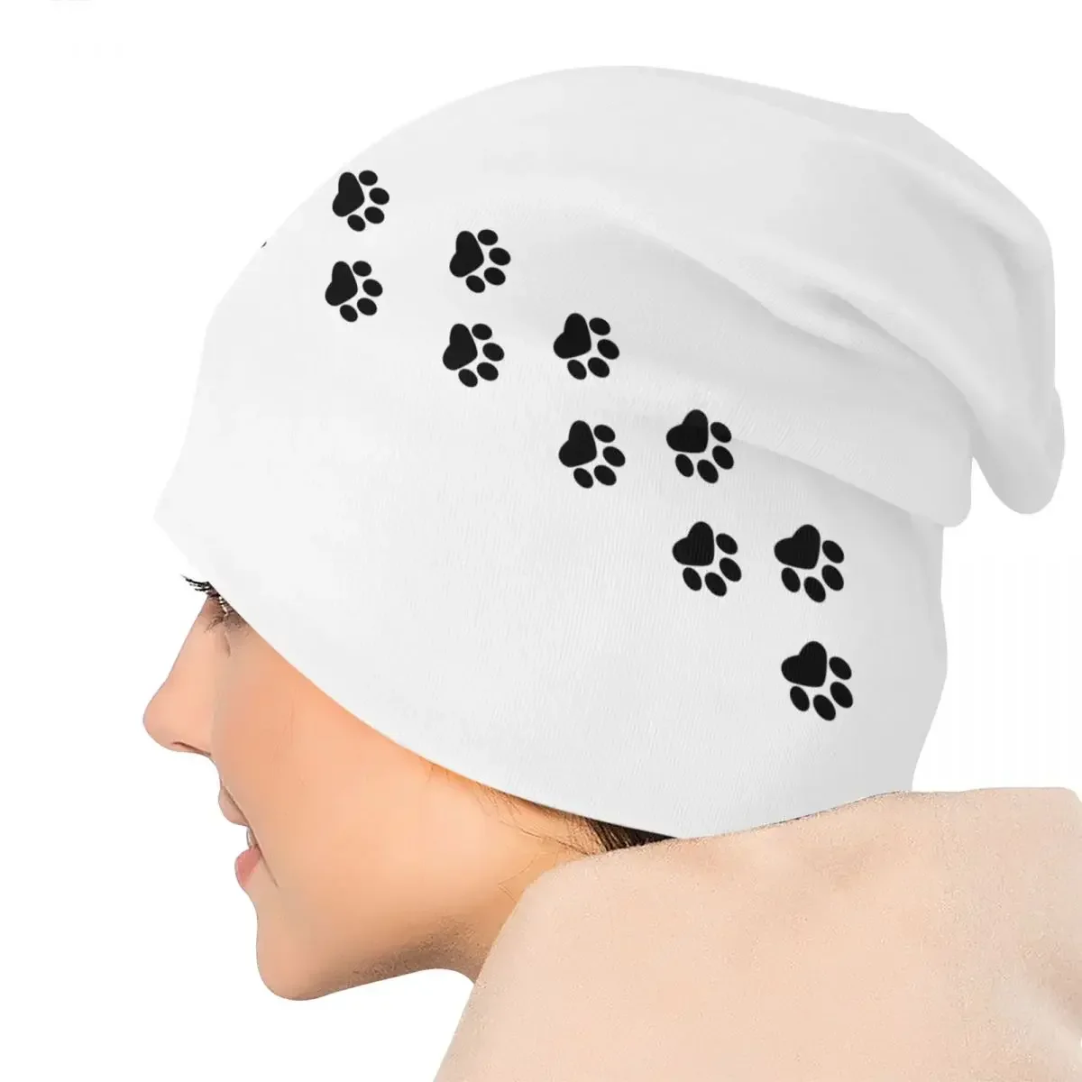 Dog Paw Animal Foot Prints Bonnet Hats Knitting Hats Cool Street Puppy Skullies Beanies Hat Unisex Warm Thermal Elastic Cap image 5