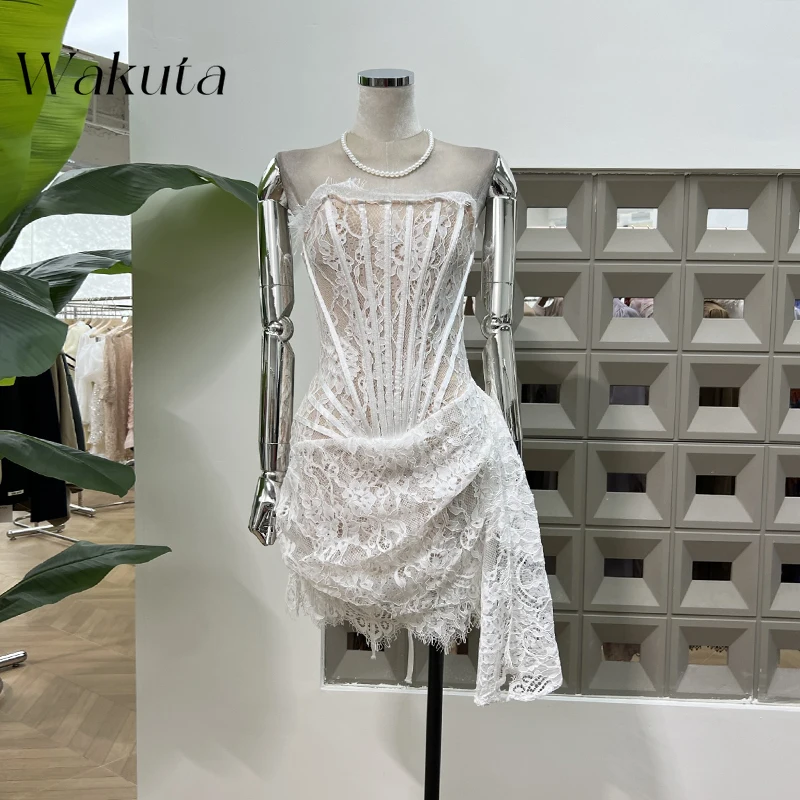 

WAKUTA Sexy Solid Dresses for Women Strapless Sleeveless High Waist Patchwork Sequin Designer Vestidos Female Fashion New Style