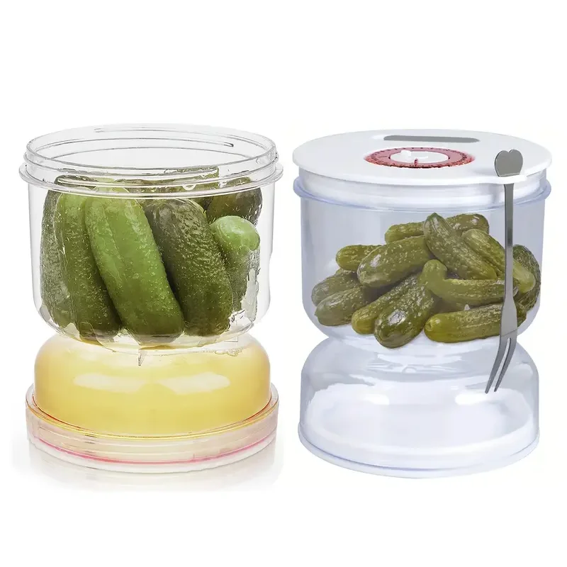 

Kitchen Fermentation Jar with Pickle and Olive Fork Strainer Jar Hourglass Jar Strainer Flip Pickle Container for Food Storage