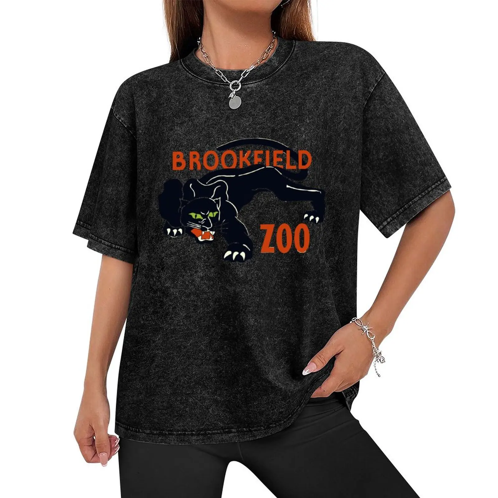 WPA Brookfield Zoo Black Leopard T-Shirt valentines boutique clothes rapper graphic tees oversized t shirts for men