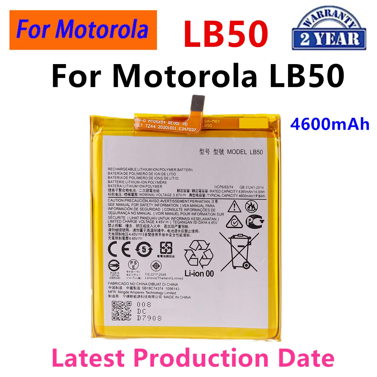 

Brand New LB50 4600mAh Battery For Motorola LB50 phone Batteries