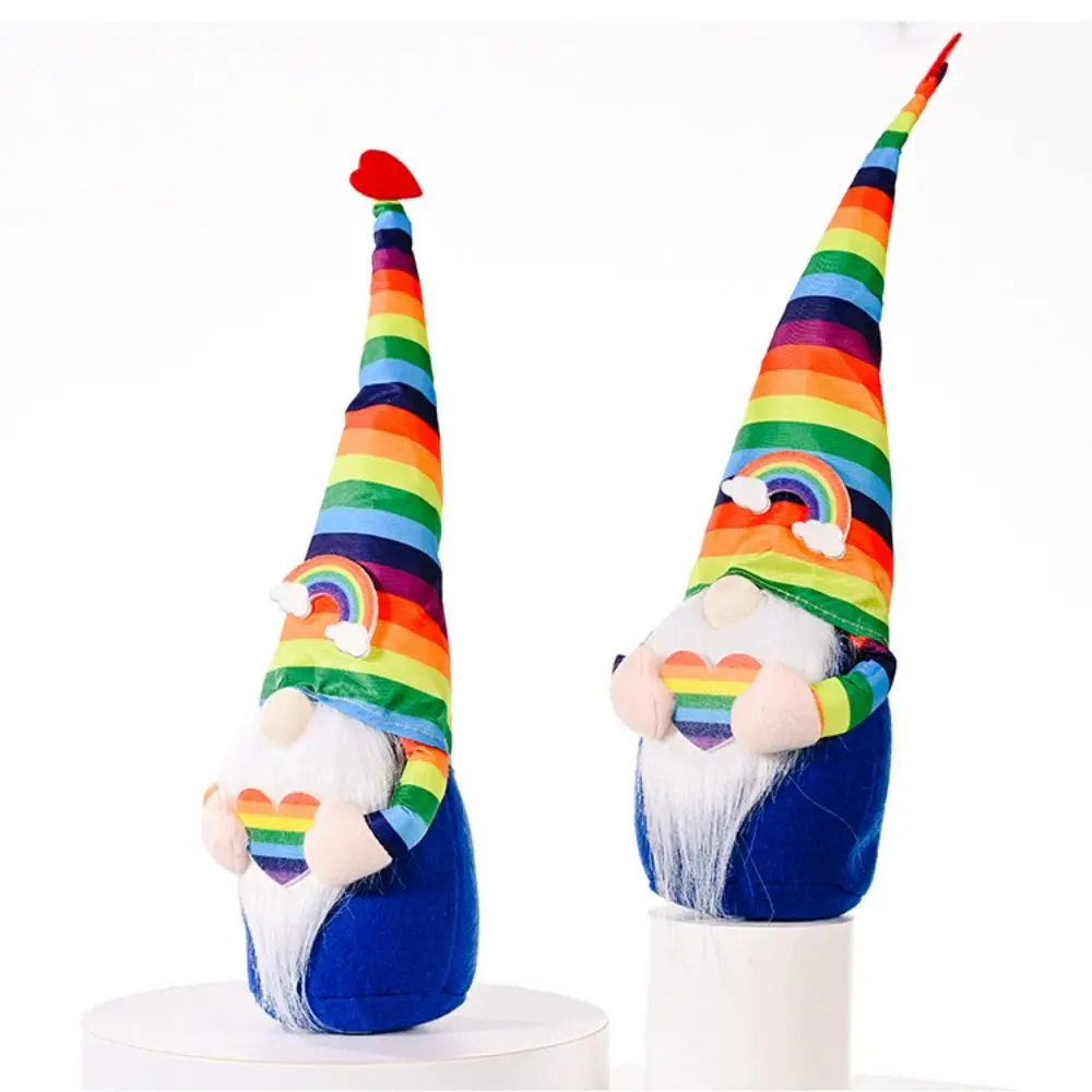 Eco-friendly Cloth Rainbow Rudolph Beard Love Heart Rainbow Faceless Doll Adorable Colorful Holiday