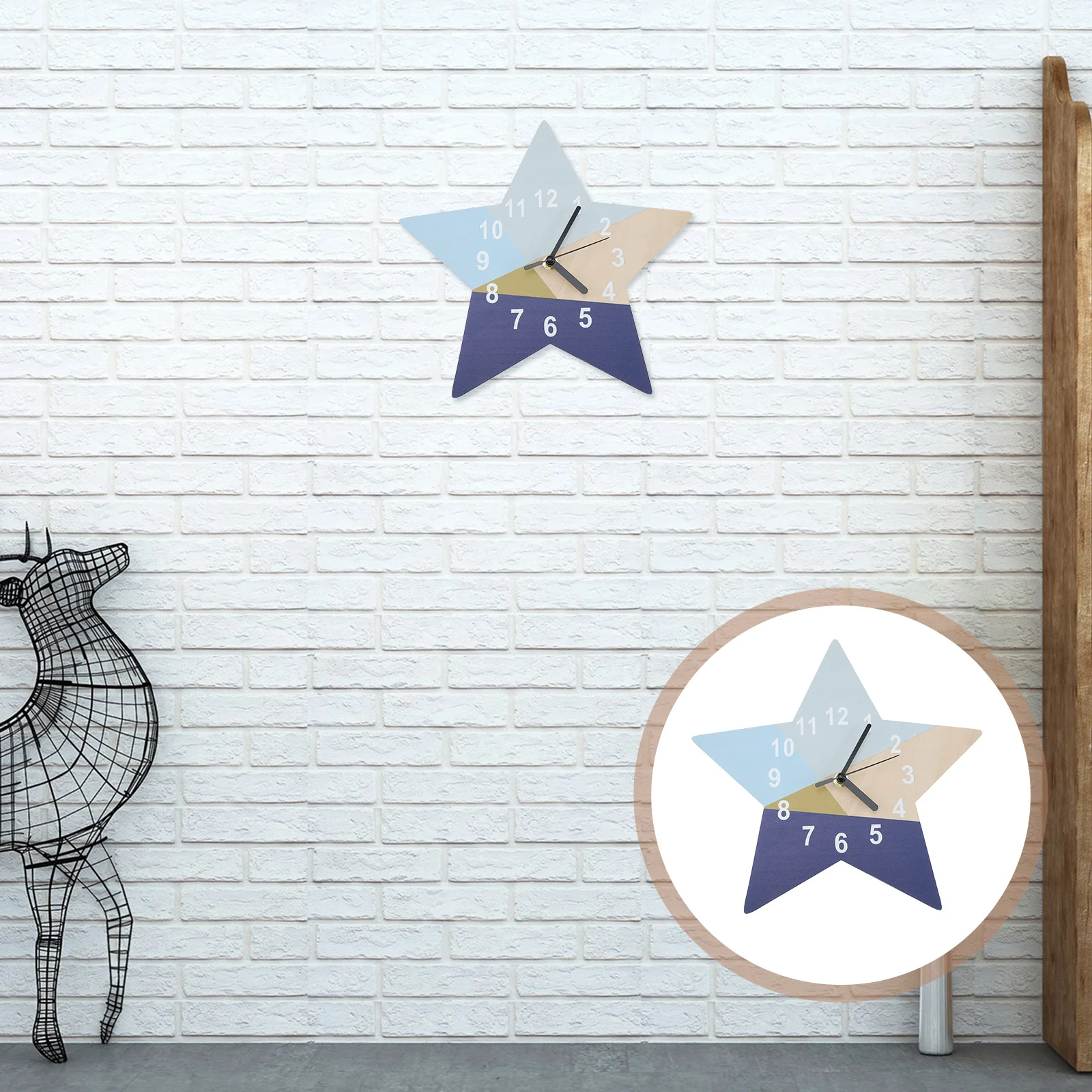 

Blue Geometric Wall Kids Star Mute Clock Children Room Wall Decoration Hanging Clock Bedroom Nursery Classroom Decor