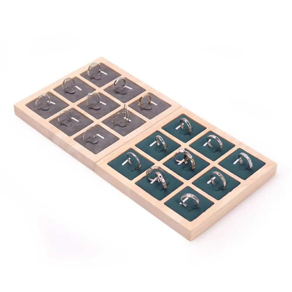 

9 Grids Wooden Jewelry Show Props Ring Holder Case Jewelry Display Earrings Rings Organizer Solid Color Counter Jewelry Prop