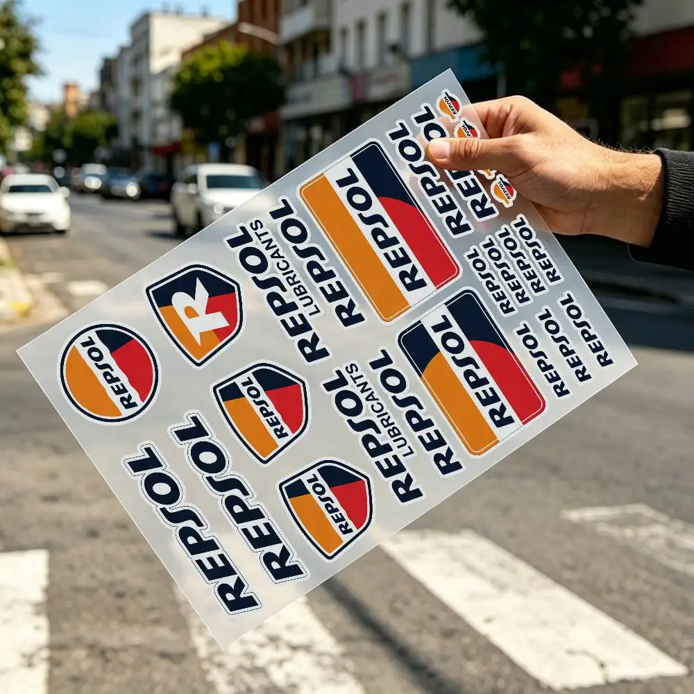 Adesivo Refletivo REPSOL para Motocicleta, Decalque de Segurança de Alta Visibilidade para Capacete e Carro, Impermeável, Autoadesivo, Proteção Noturn