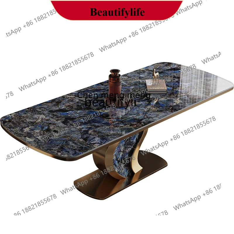

z183 Rectangle dining table light luxury modern simple large flat high-end luxury stone rock slab dining table