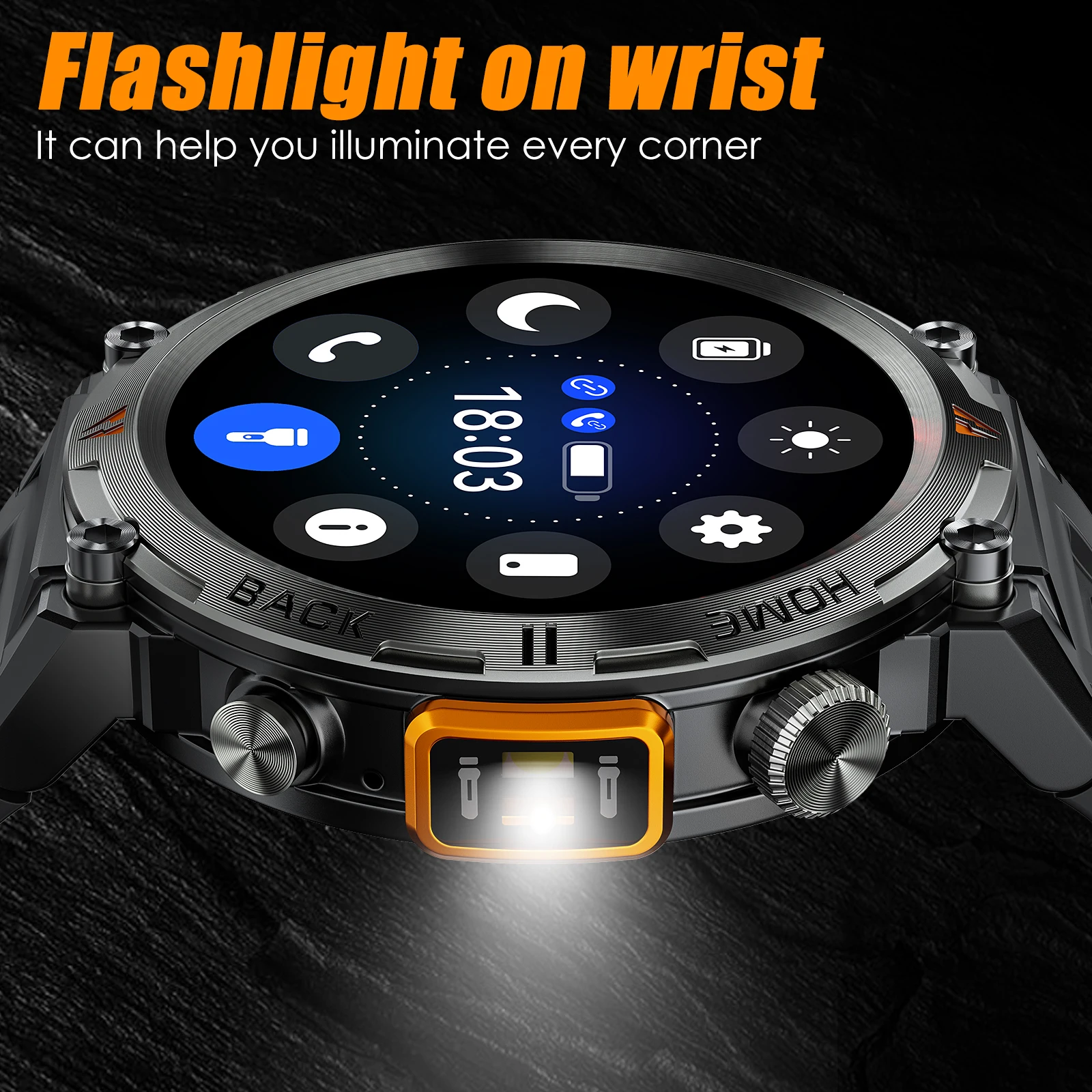 EIGIIS New KE3 Smart Watch 3ATM Waterproof Sport Genuine Original Design Men Bluetooth Call Health Monitor With Flashlight