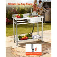 SucceBuy Stainless Steel Utility Sink 39.4/47 x 19.7 x 37 in Commercial Kitchen Sink with Hot & Cold Water Pipe for Restaurant 6