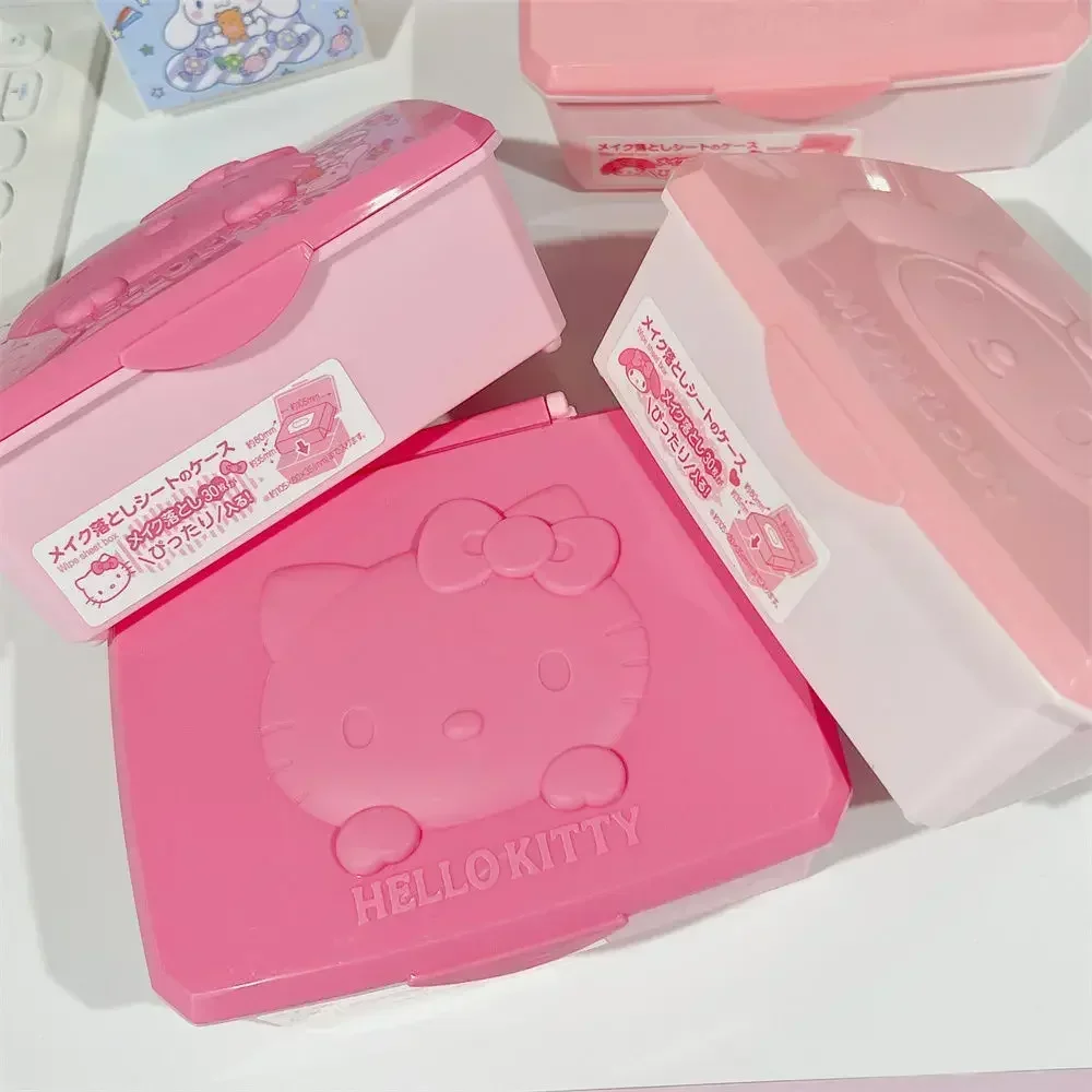 Kawaii Sanrio Tabletop Cotton Swab Cotton Storage Box Hello Kitty Anime My Melody Cute Girl Sweet Cotton Jewelry Box Girl Gift