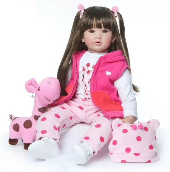 Special Offer 60cm High-quality Reborn Toddler Princess Girl Doll with Giraffe, Adorable Lifelike Baby Doll for Kids