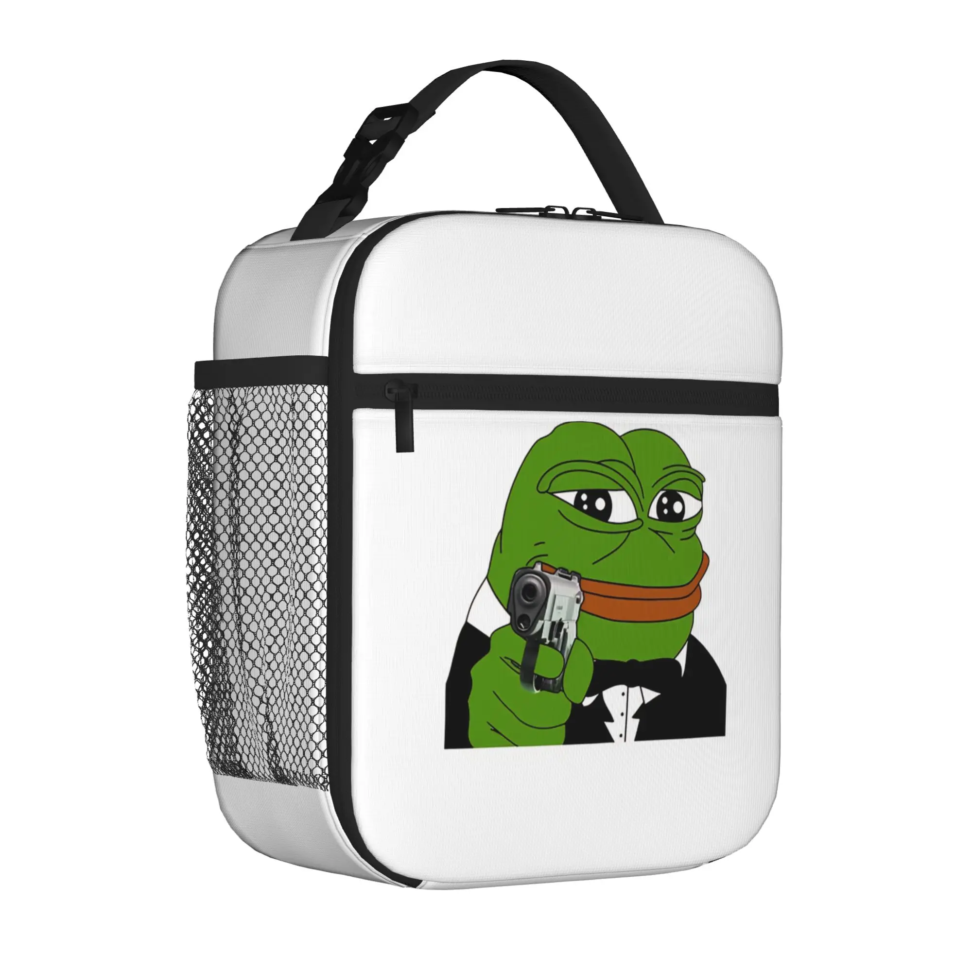 1 Piece Portable Lunch Container amphibian Zipper Closure Durable Pocket Pepe the Frog For Lunch Box Bag