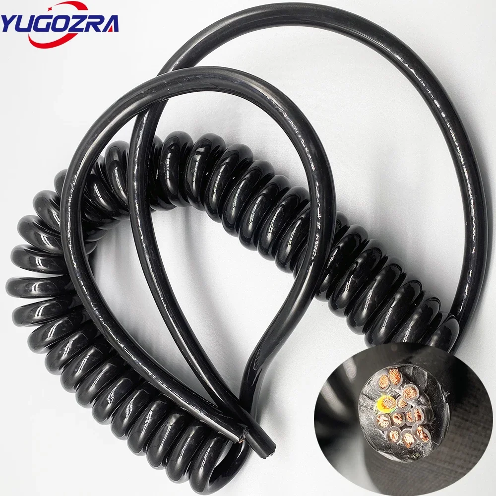 Spring Wire 12 core 1.5 Square Spring Telescopic Wire Cable PU Mechanical Helix Electric Connecting Cable