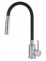 Kitchen faucet stand sink steel and black Asti