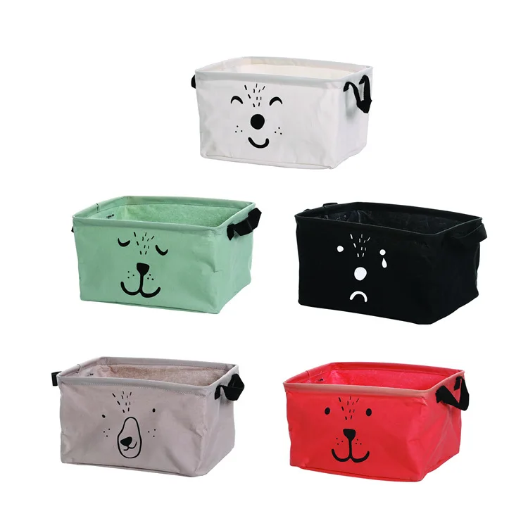 Storage Box Cartoon Desktop Square Box Toy Sundries Cotton Linen Cosmetic Underware for Office Home Sundries Organizer Storage