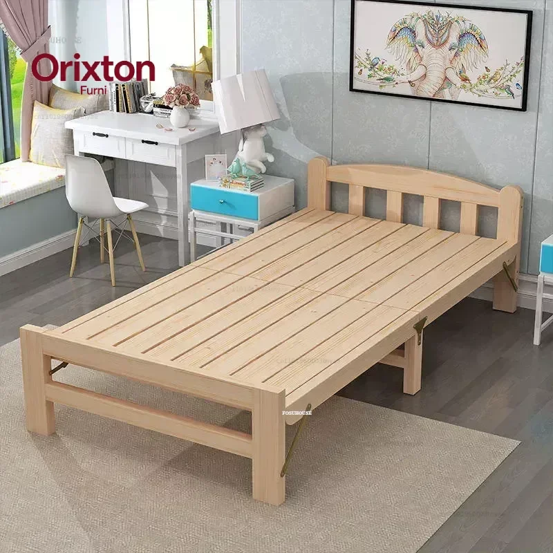 Solid Wood Folding Bed For Bedroom Hard Board Widened Bed End Folding Beds Creative Minimalist Design Beds For Company N