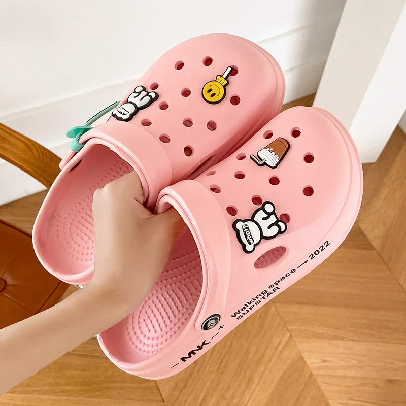 Unisex Beach Shoes Flat Sandals Garden Slippers Anti-slip Kids Hole Shoes Clog Toddler Slides for Boys and Girls