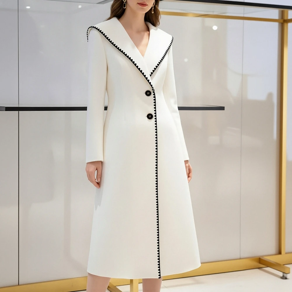 

Осеннее шерстяное пальто, модная женская верхняя одежда в европейском стиле без украшения, теплая и стильная для осеннего сезона