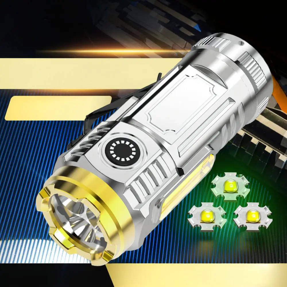 Super Bright Mini Flashlight LED Rechargeable Torch Portable Outdoor Camping Emergency Tool Cap Mount Search Light
