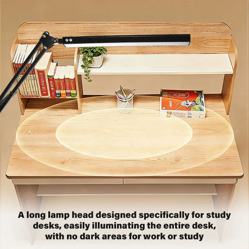LED Desk Lamp With Clamp 5/10W Adjustable Swing Arm 3 Lighting Modes 10 Brightness Levels Eye-Caring For Office/Study/Reading