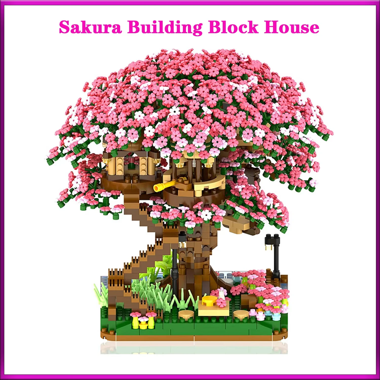 

Mini Sakura Tree Building Blocks Set Diy Cherry Blossom Bricks with Light Treehouse Model Ornament Model Bricks Sets Kid Gift