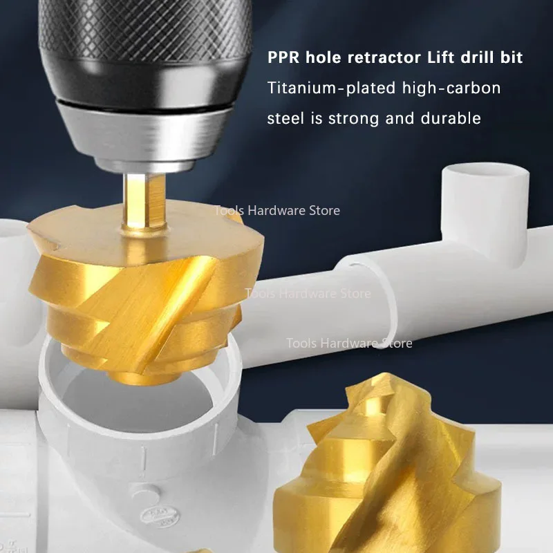 6-PCS Klinge Lift Bohrer Set PPR Wasser Rohr Reparatur Hot Melt Sechseckigen Schaft Dreh Nut Bohrer Wasser Rohr loch Öffnung Gerät