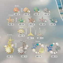 Ocean Themed Nail Charms - Cute 3D Starfish Seashell & Mermaid Tail Nail Art Decorations, Pearl & Rhinestone Nail Charms