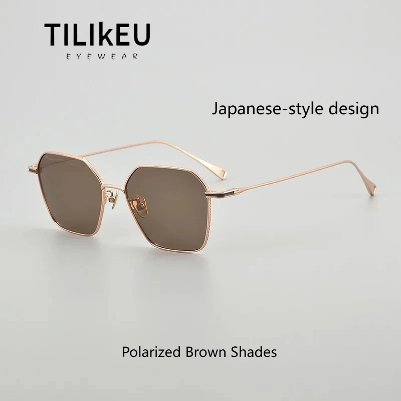 

Japanese Ultra-Light Pure Titanium Polygonal Sunglasses Women Summer Sunscreen Shades UV400 Driving Polarized Sunglasses for Men