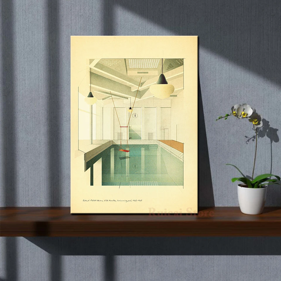 

Robert Mallet-Stevens, Villa Noailles, Swimming pool Poster Canvas Art Room Wall Painting Home Decor