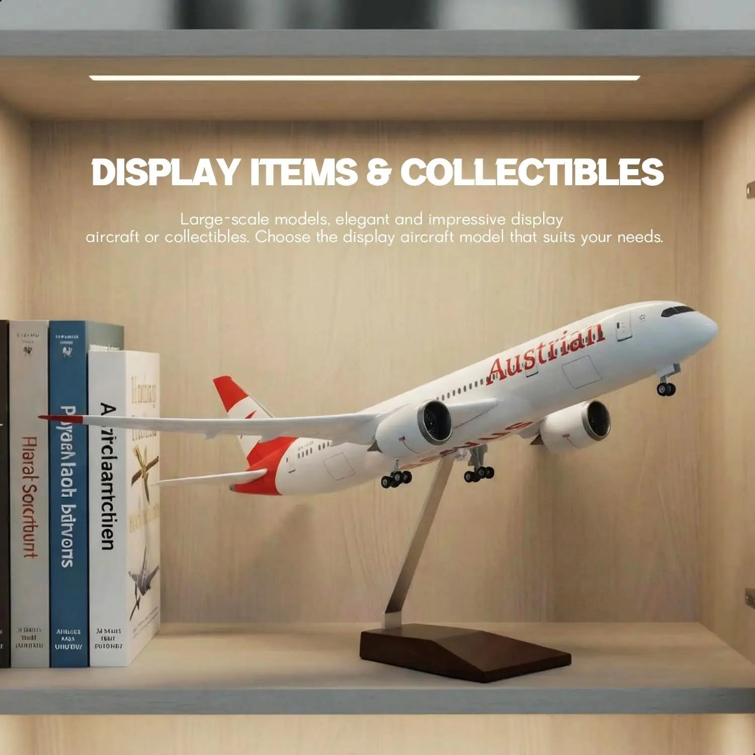 

43CM Model Aircraft 787 Austrian Airlines B787 Resin Miniature toy airplane Model With Wheel Landing Gear collectible miniatures