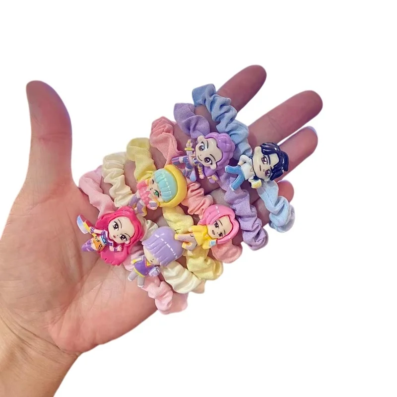 6 Pcs Demon Hunter Cartoon Hair Ties Cute Anime Hair Ropes Set for Women Kawaii Elastic Hair Circles Ponytail Holders Girls Bir