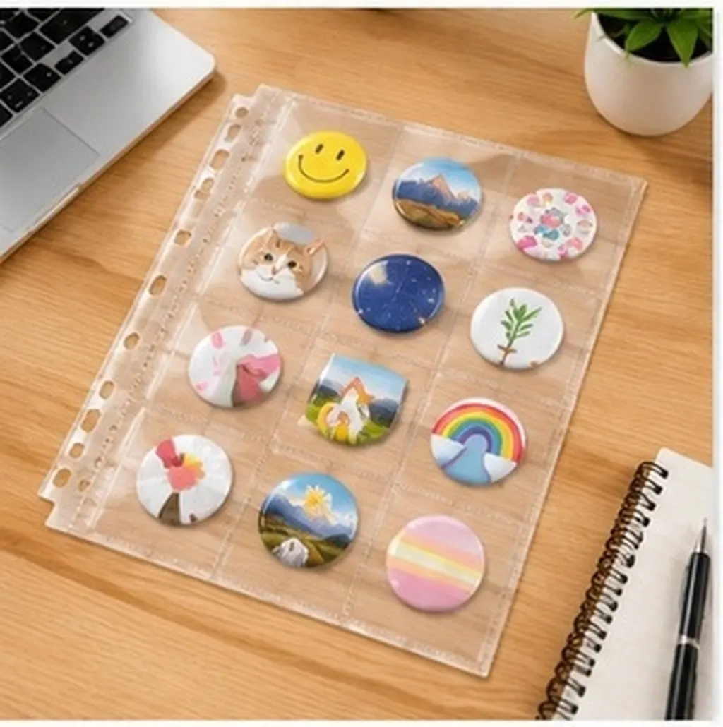 10Pcs Badge Collection Book Sheets Clear Plastic Badge Display Holder for Stamp Album Pages Photo Page Protectors Organizer