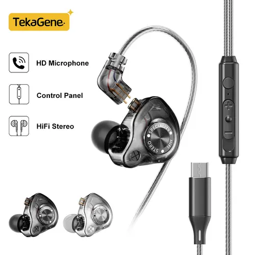 Auriculares dinámicos intrauditivos con graves HIFI tipo C, cascos deportivos con cancelación de ruido de 3,5 MM para Samsung Galaxy iPhone 16 15 Xiaomi