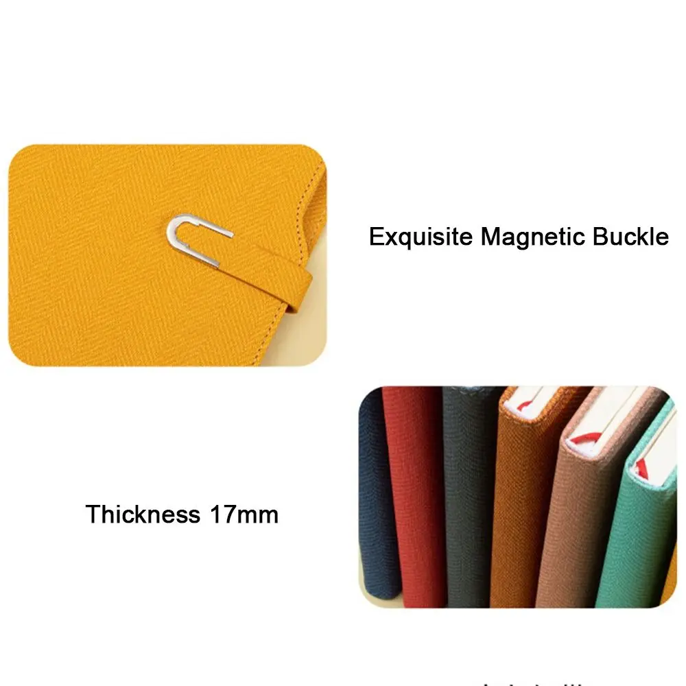 200 pagina's A5 notitieblok U-vormige magnetische gesp Verdikt papier Zakelijk kantoornotitieboekje PU lederen omslag Horizontale lijnagenda