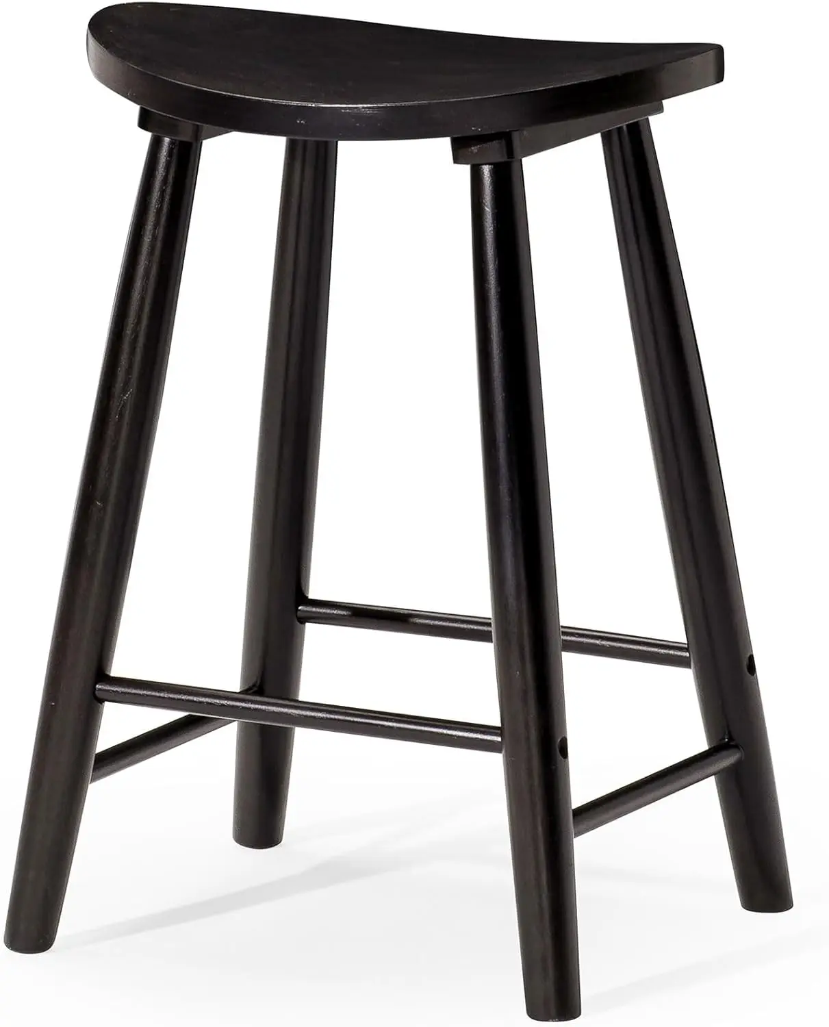 

31 H Tall Bar Height Backl Modern Dining Barstool In Rustic Bla Wood Finish With Narrow Seat
