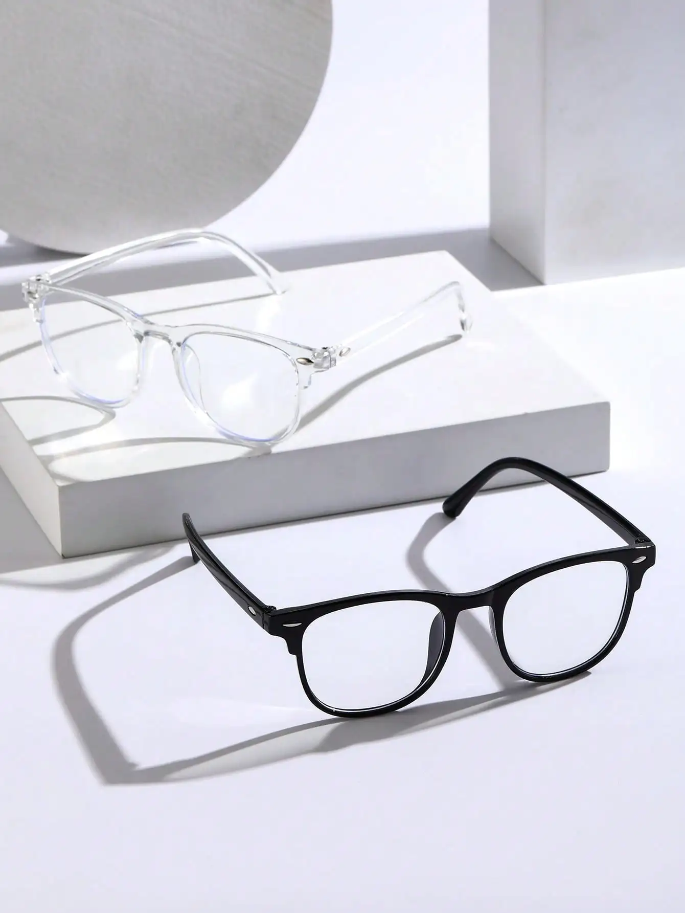 2-3PCS Unisex Square Plastic Frame Trendy Anti-Blue Light Clear Glasses For Back To School Clothing Accessories.