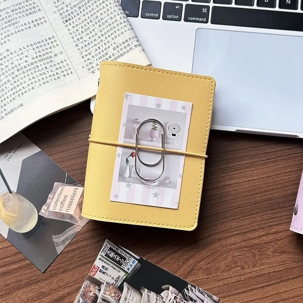 M5 Size Mini Loose-leaf Notebook 5-Ring Binder Faux Leather Ring Binder Album Photo Display Card Collection