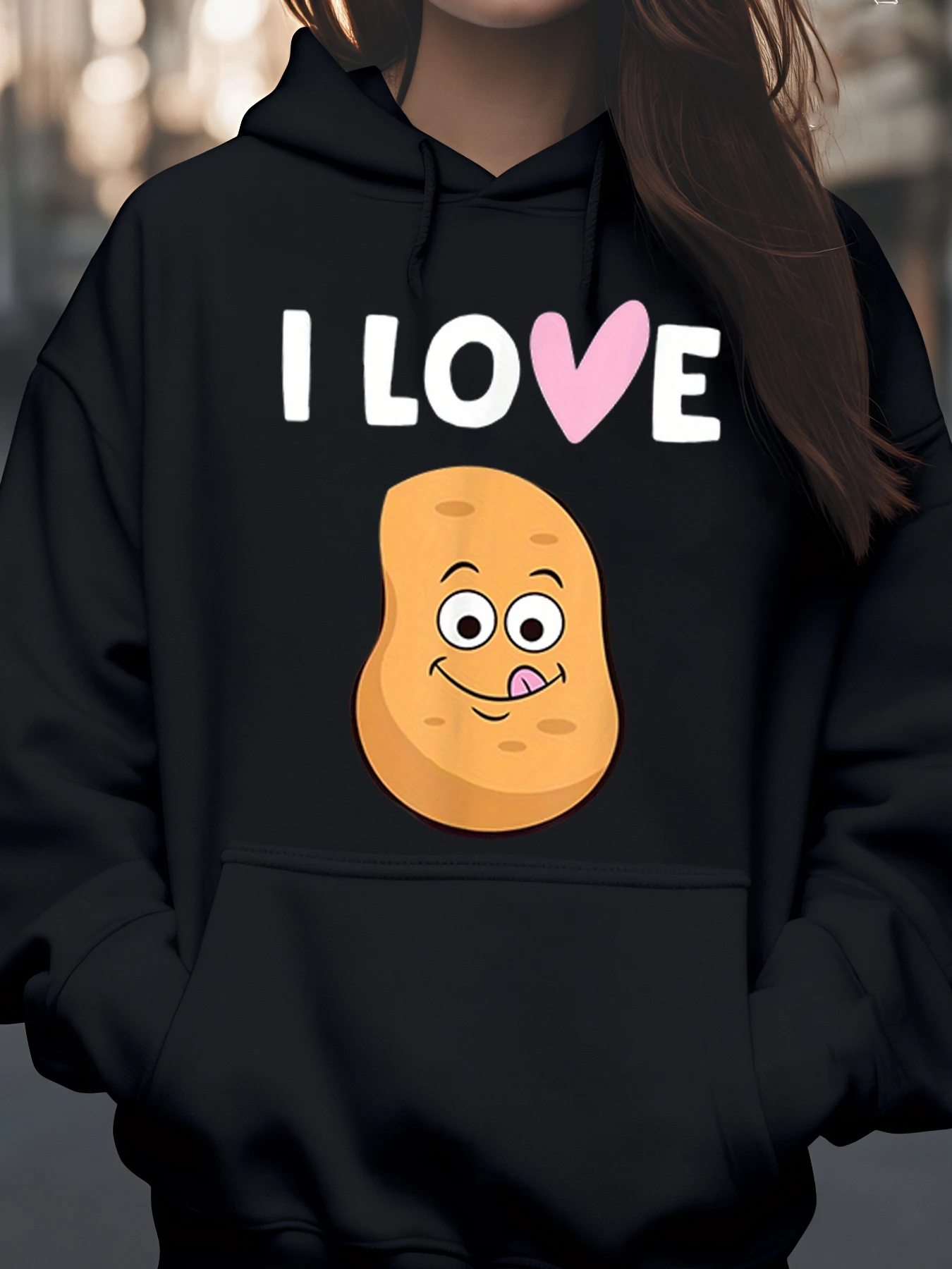 

Толстовка с принтом «Я люблю картофель», повседневная толстовка ко Дню святого Валентина для женщин и девочек