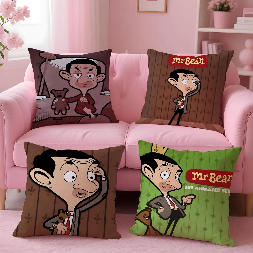 cartoon Mr. Bean Cushion Cover Cushion Cover Set 4Pcs 50x50 45x45 40x40 Pillowcase Decorative Sofa Home Decor