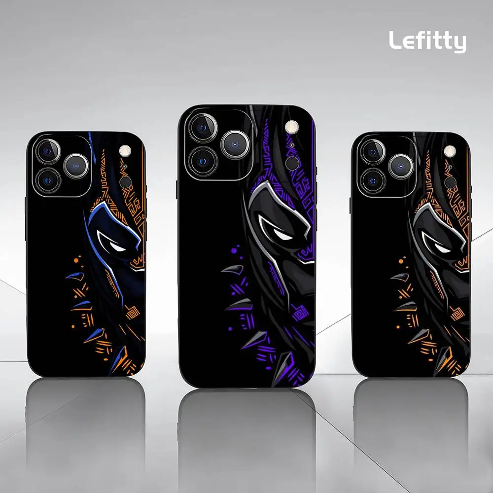 

B-Black P-Panther Cool Phone Case For iPhone 17 16 15 14 13 12 11 Pro Max Plus Mini Black Frosted Soft Shell Funda