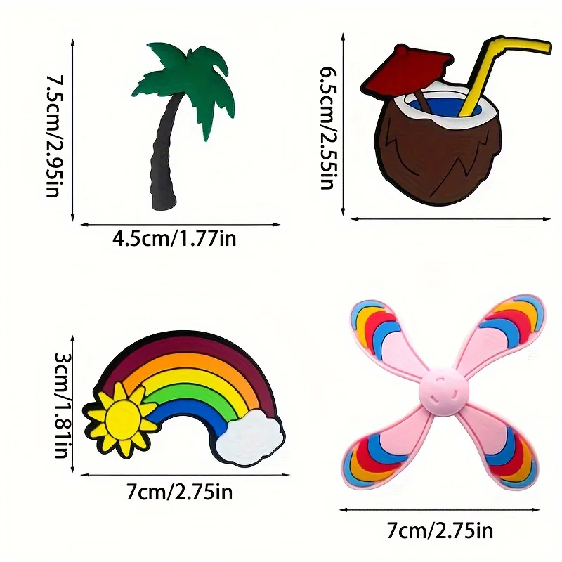 8pcs/set Cartoon Charm Inserts For Beach Bag, Soft Accessories, Beach Bag Tote Handbag Decoration