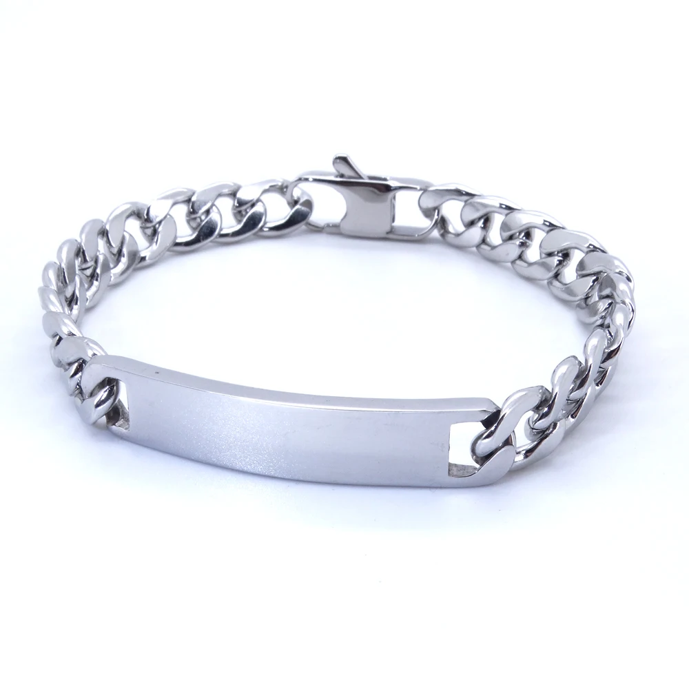 Armband aus 100 % Edelstahl, 9 mm, 20,3 cm, kubanische Panzerkette, glatte Bar-ID-Armbänder für Männer und Frauen, kostenloser Versand, Fabrikangebot – Detail 6