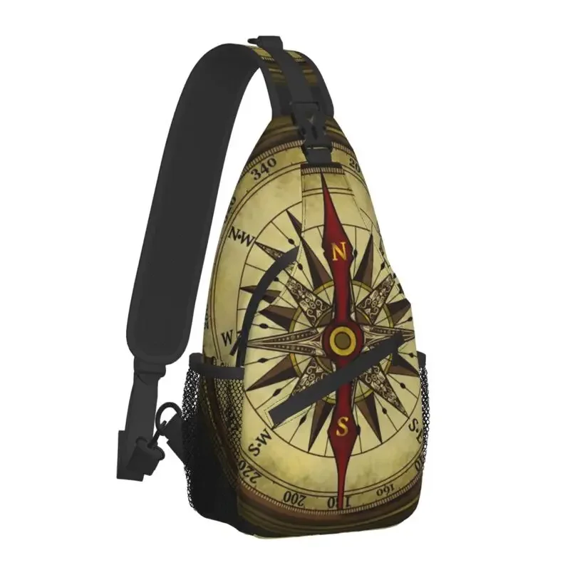 Personalized Direction Compass Sling Bag for Men Cool Nautical Shoulder Chest Crossbody Backpack Cycling Camping Daypack